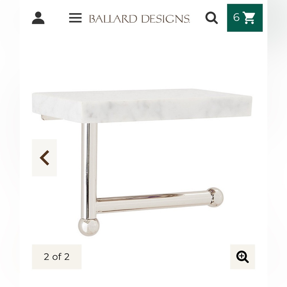 Ballard Design Toilet tissue holder Wall mount Marble and chrome